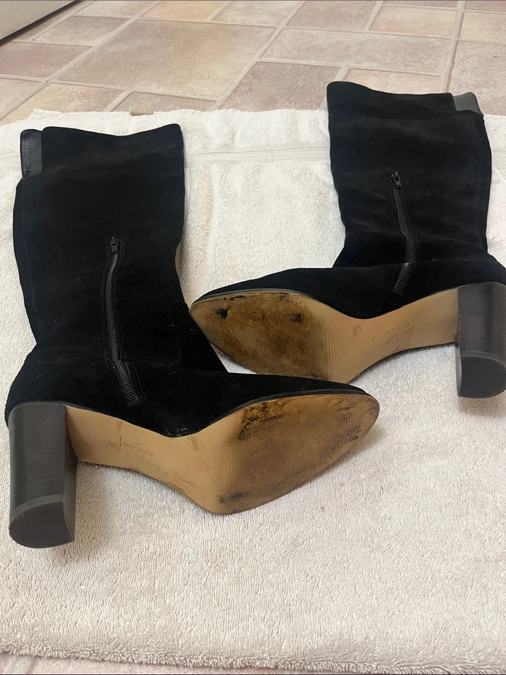 Lord & Taylor Black Suede Over-the-Knee Block Heel Boots
